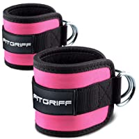 Fitgriff® Tobillera para Polea (Acolchado)- 2 Piezas Correas Tobillos Gym Cable Maquinas- Gimnasio- Fitness - Mujeres y…